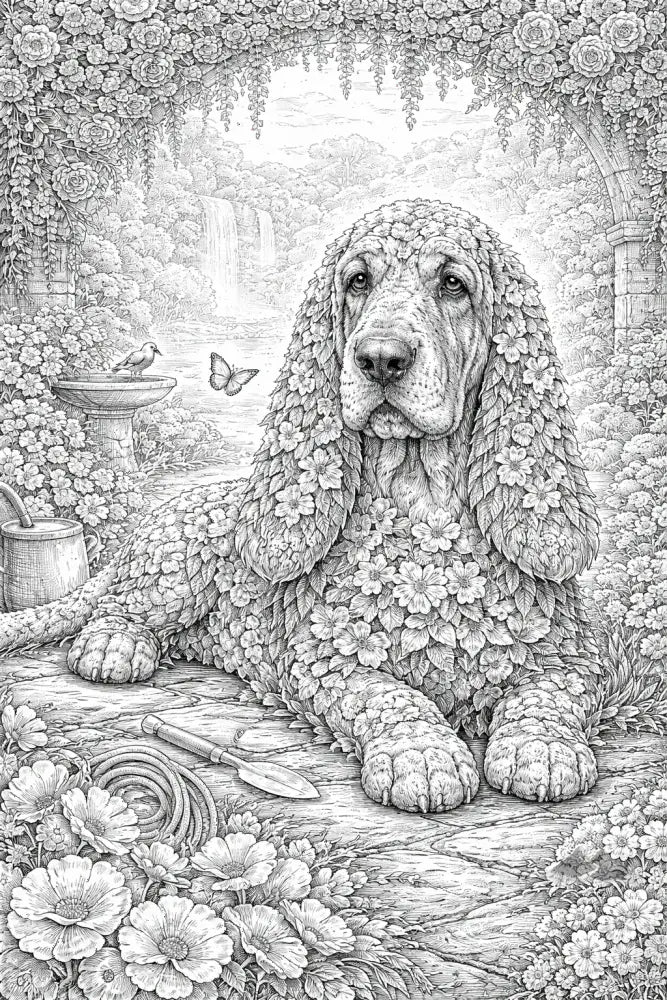 Basset Hound Botanimal — Coloring Page - Purpose And Presence Digio