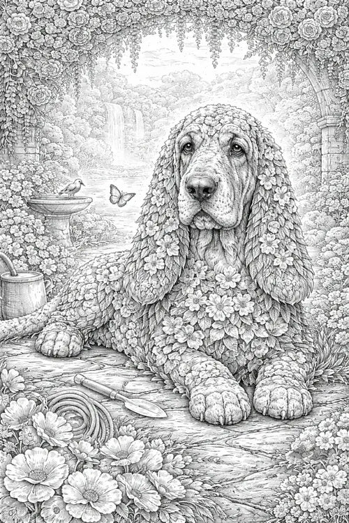 Basset Hound Botanimal — Coloring Page - Purpose And Presence Digio