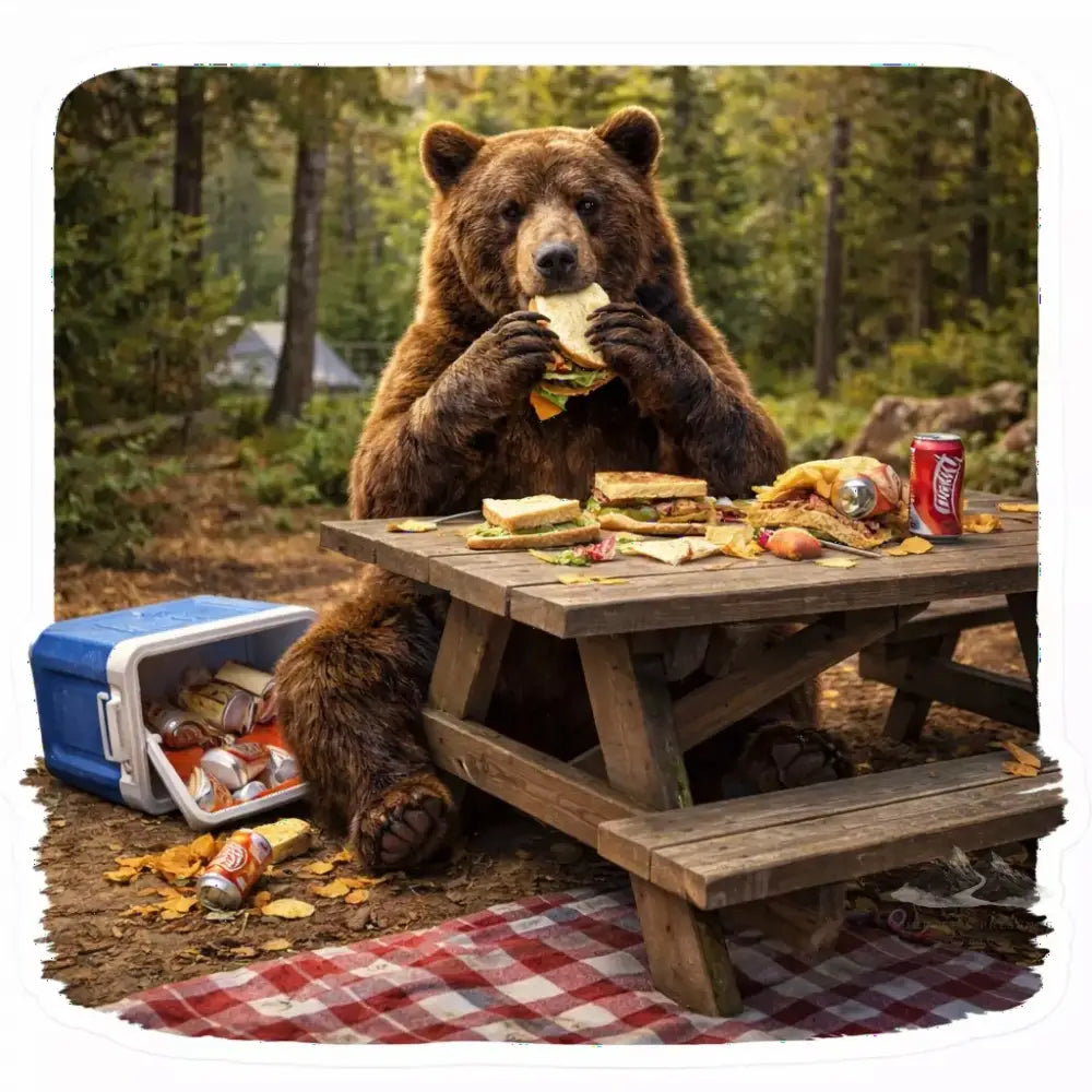 Bear Picnic Candid Creatures Sticker - Purpose And Presence Digio