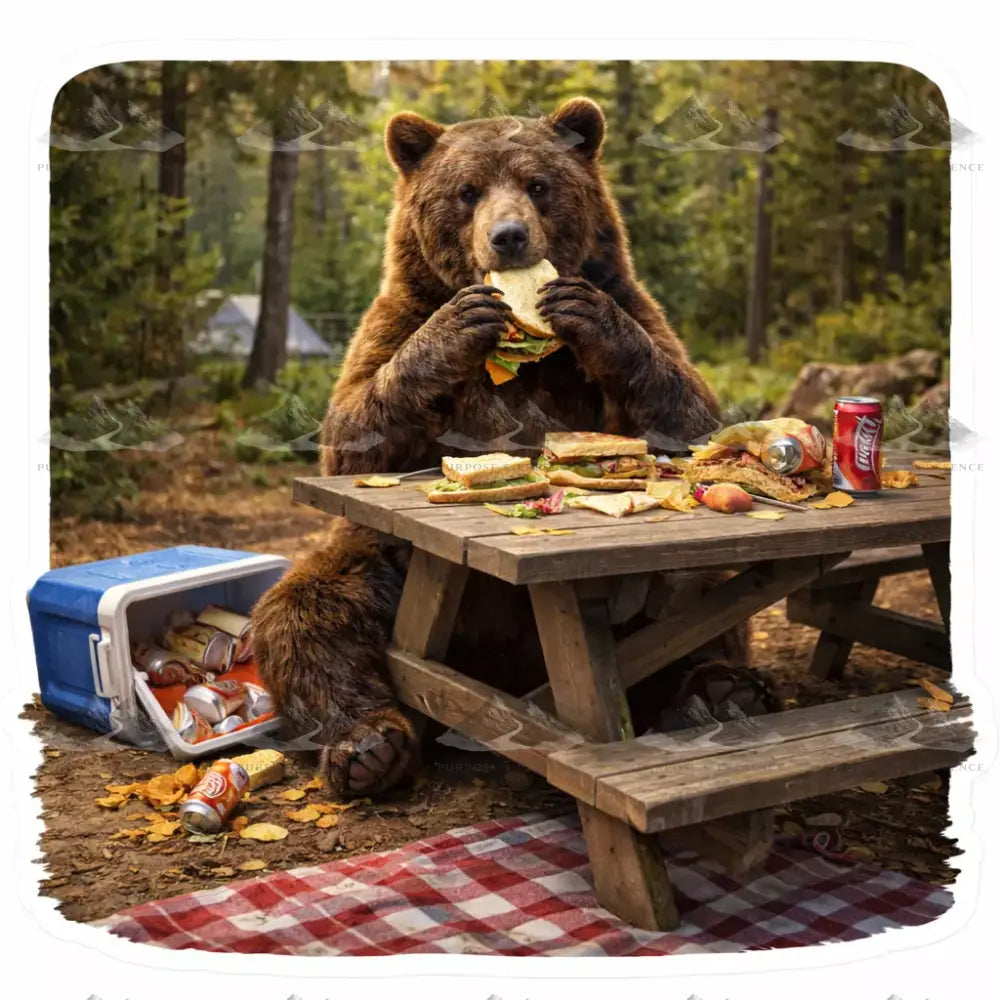 Bear Picnic Candid Creatures Sticker Sticker