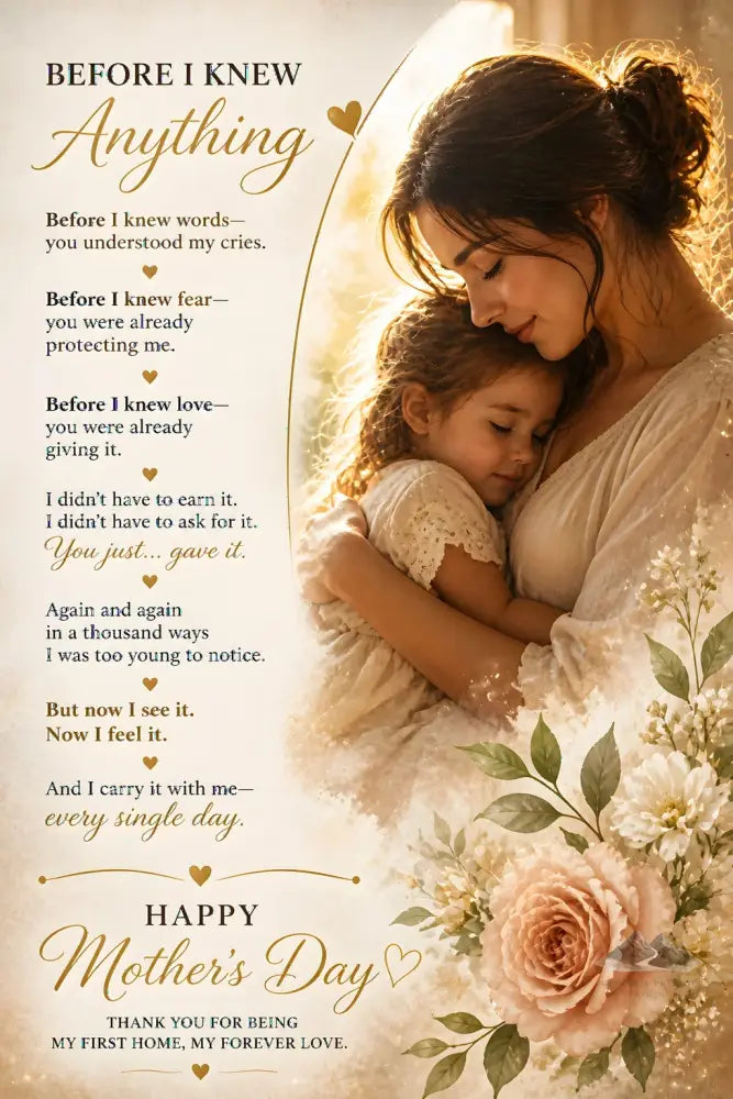 Before I Knew Anything – Mother’s Day Printable - Digital Print