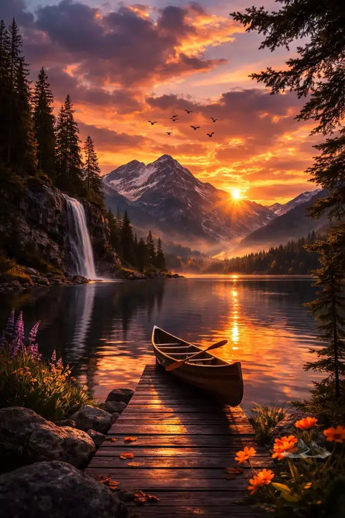 Canoe at Golden Hour — Phone Wallpaper/Canoa na Hora Dourada/Canoa en la Hora Dorada - Purpose And Presence Digio