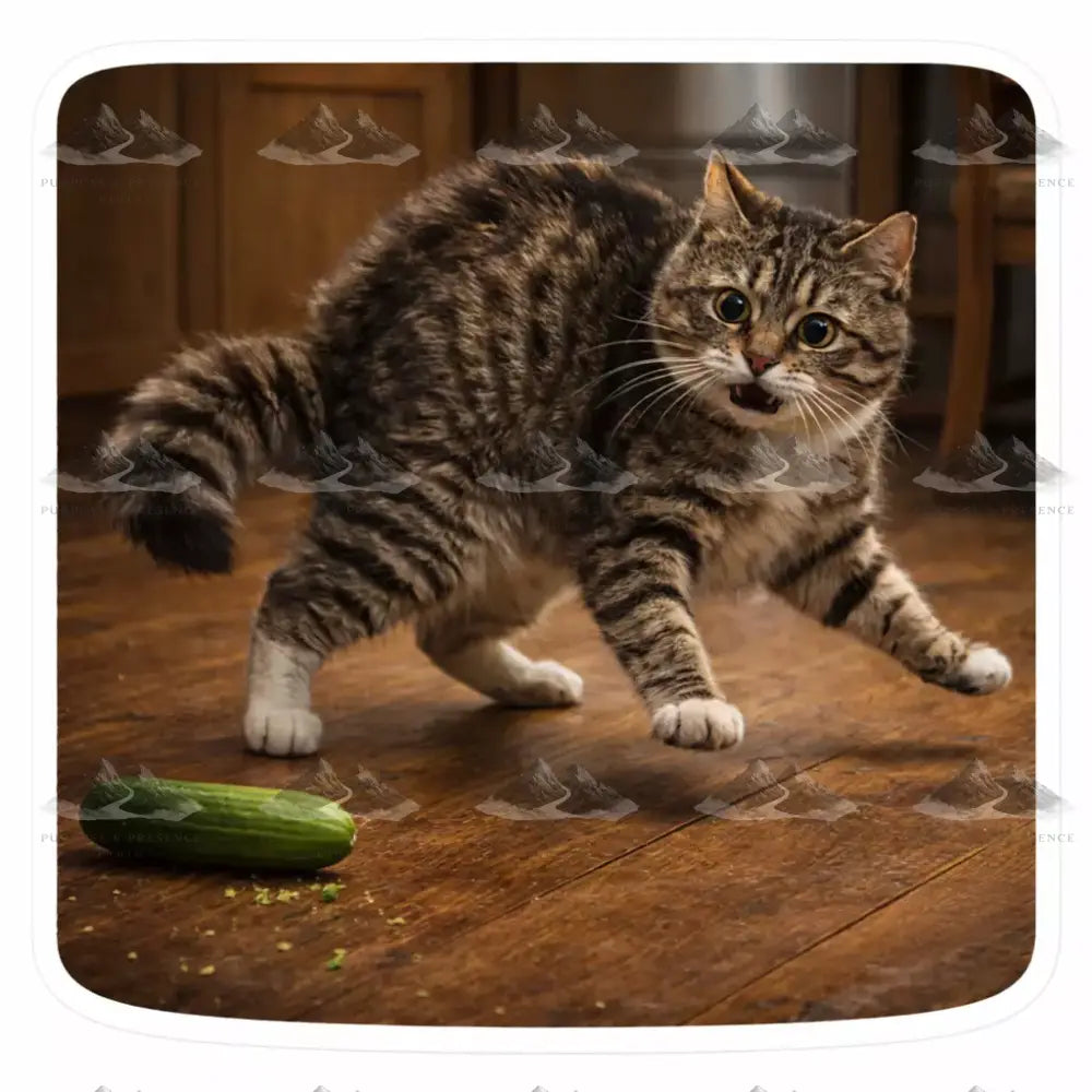 Cat vs. Cucumber Candid Creatures Sticker Sticker