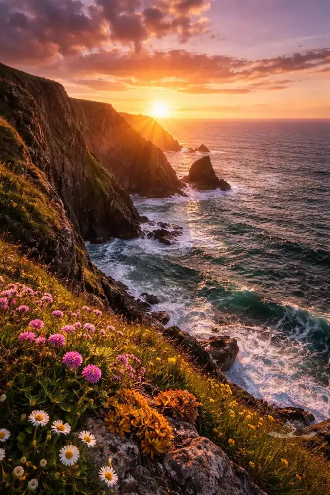 Cliffs of the Golden Tide/Falésias da Maré Dourada/Acantilados de la Marea Dorada Digital Artwork