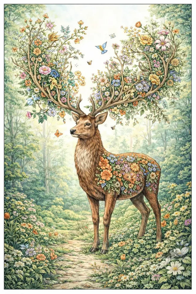 Deer Botanimal — Digital Poster - Purpose And Presence Digio