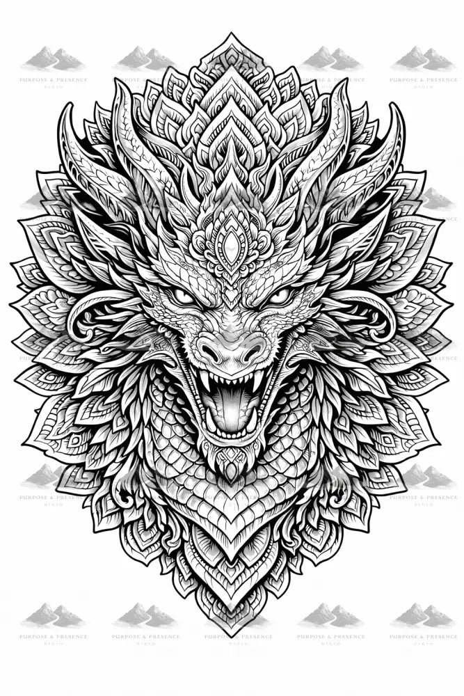 Dragon Mandimal 01, Coloring Page Digital Coloring Page