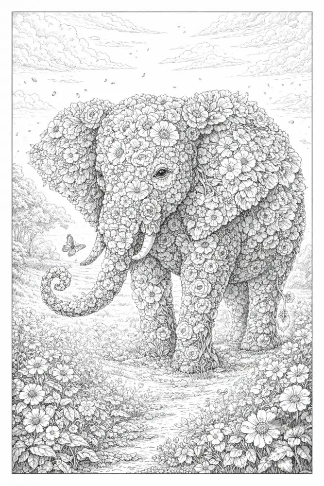 Elephant Botanimal — Coloring Page - Purpose And Presence Digio