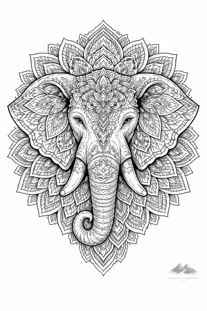 Elephant Mandimal — Coloring Page - Purpose And Presence Digio