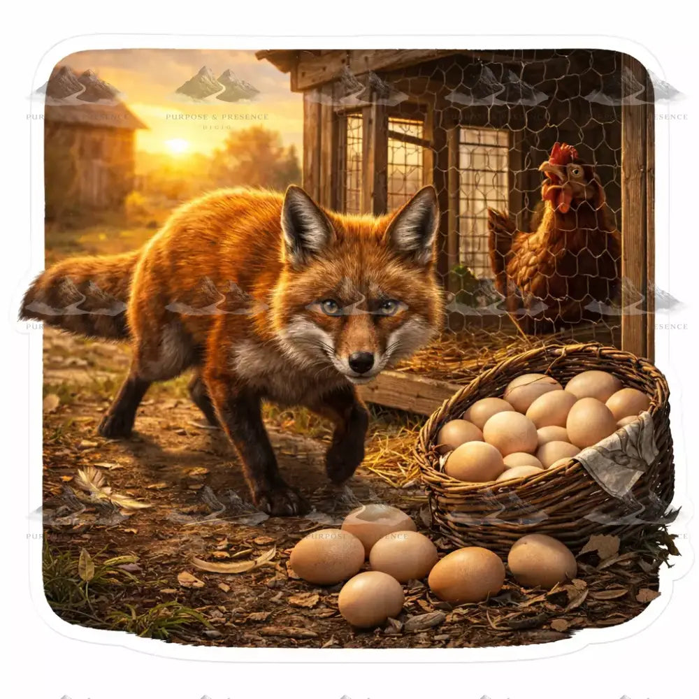 Fox Egg Thief Candid Creatures Sticker Sticker