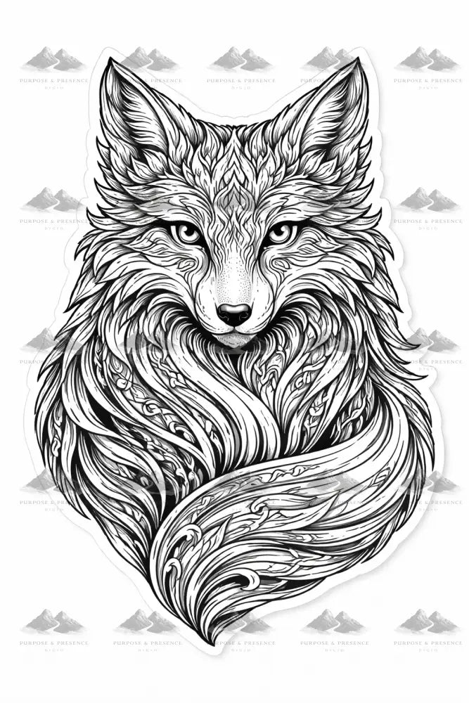 Fox Mandimal, Coloring Page Digital Coloring Page