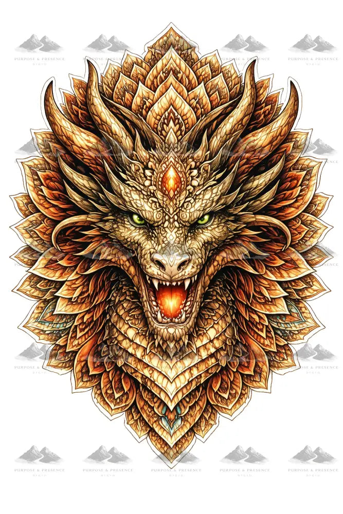 Gold Dragon Mandimal, Digital Sticker Digital Sticker