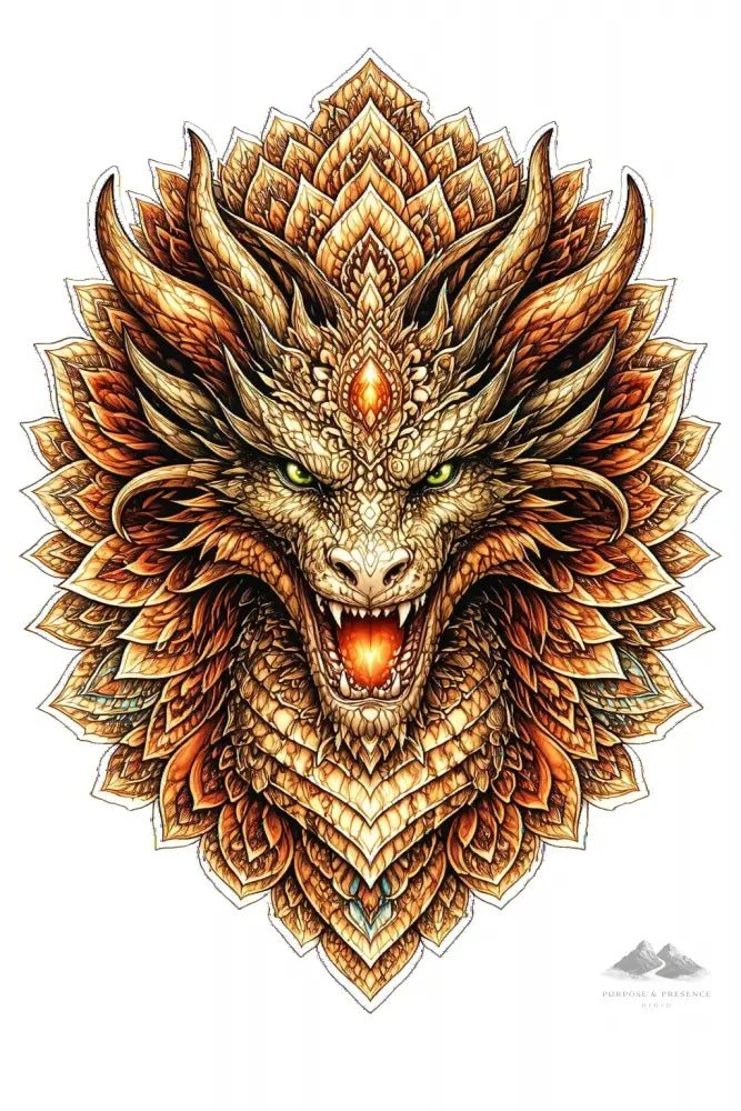 Gold Dragon Mandimal, Digital Sticker Digital Sticker