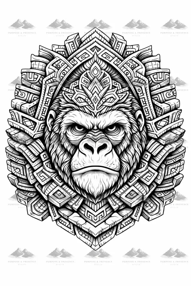 Gorilla Mandimal, Coloring Page Digital Coloring Page