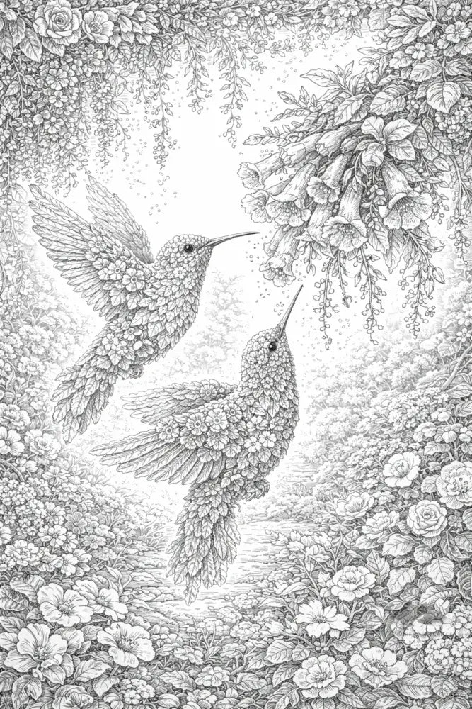 Hummingbirds Botanimal — Coloring Page - Purpose And Presence Digio