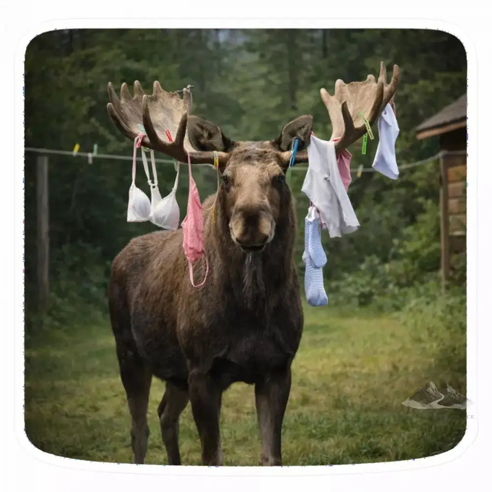 Moose with Laundry Antlers Candid Creatures Sticker - Purpose And Presence Digio