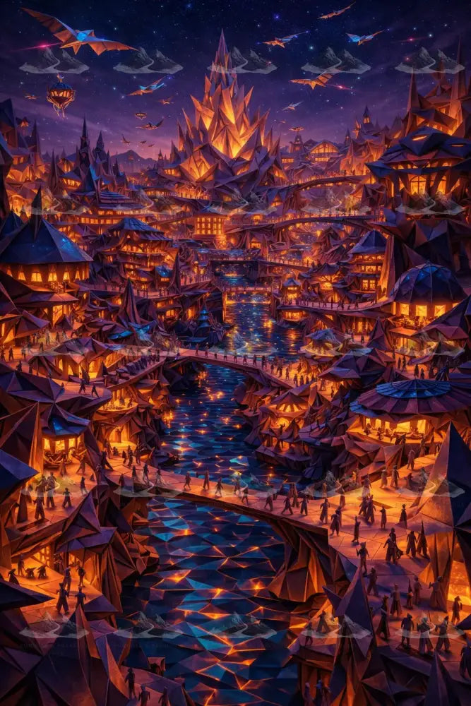 Origami Emberfold Citadel / Origami Cidadela Dobra-Ígnea / Origami Ciudadela Pliegue Ígneo Digital Artwork