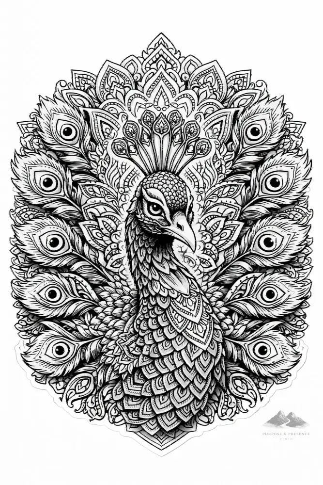 Peacock Mandimal — Coloring Page - Purpose And Presence Digio