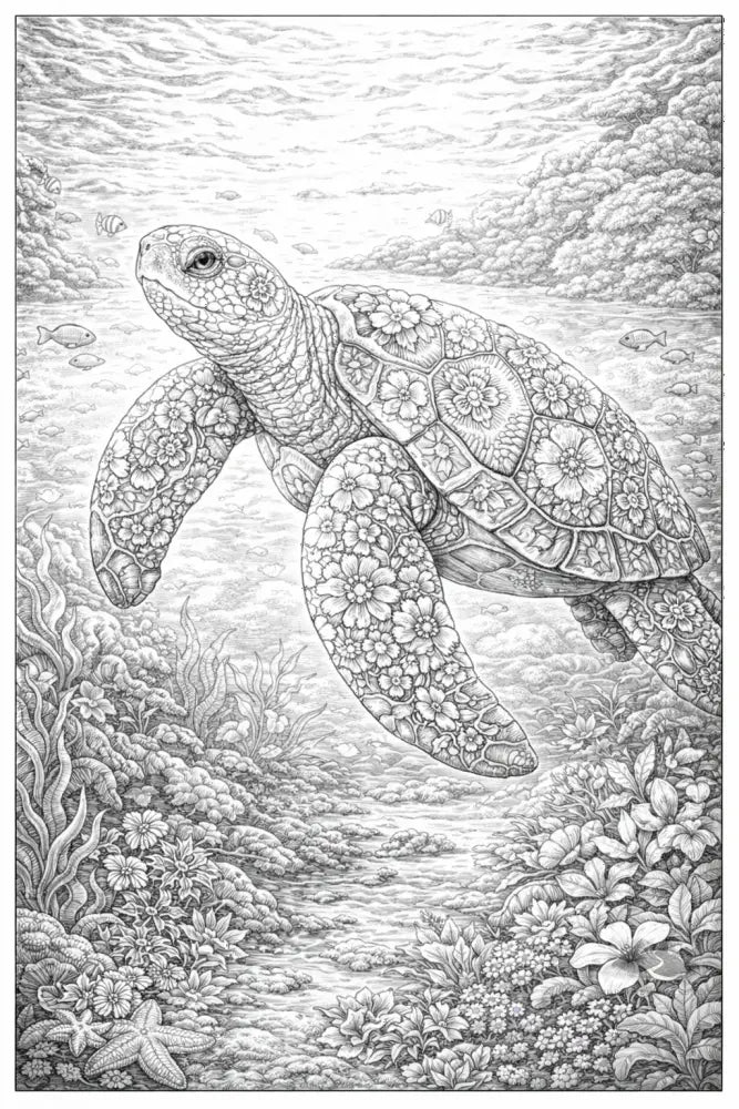 Sea Turtle Botanimal — Coloring Page - Purpose And Presence Digio