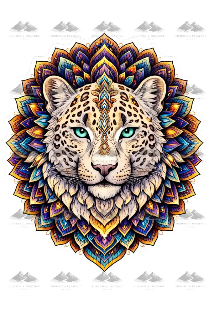 Snow Leopard Mandimal, Digital Sticker Digital Sticker