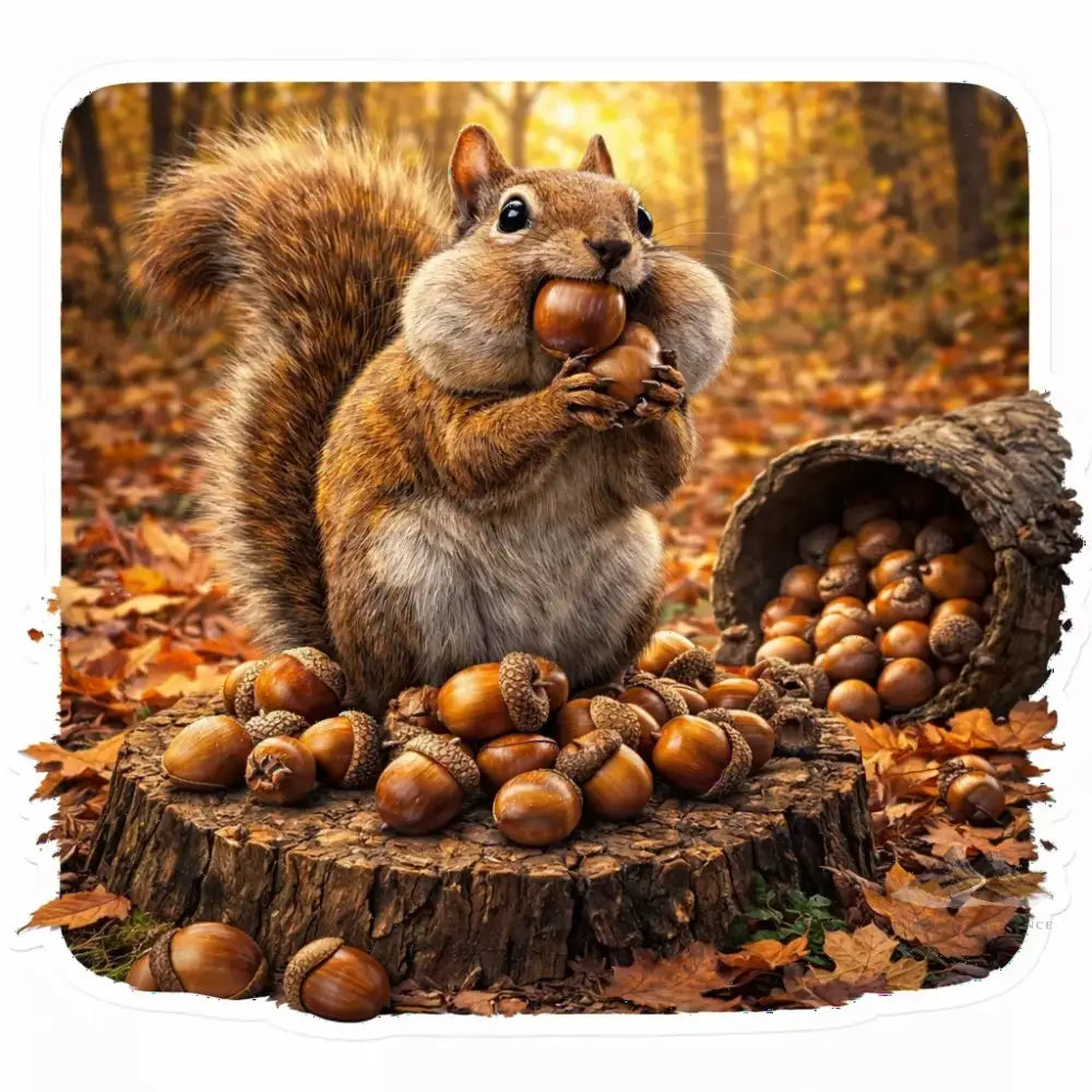 Squirrel Acorns Candid Creatures Sticker - Purpose And Presence Digio