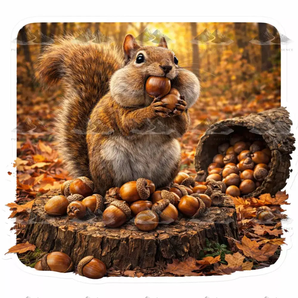 Squirrel Acorns Candid Creatures Sticker Sticker