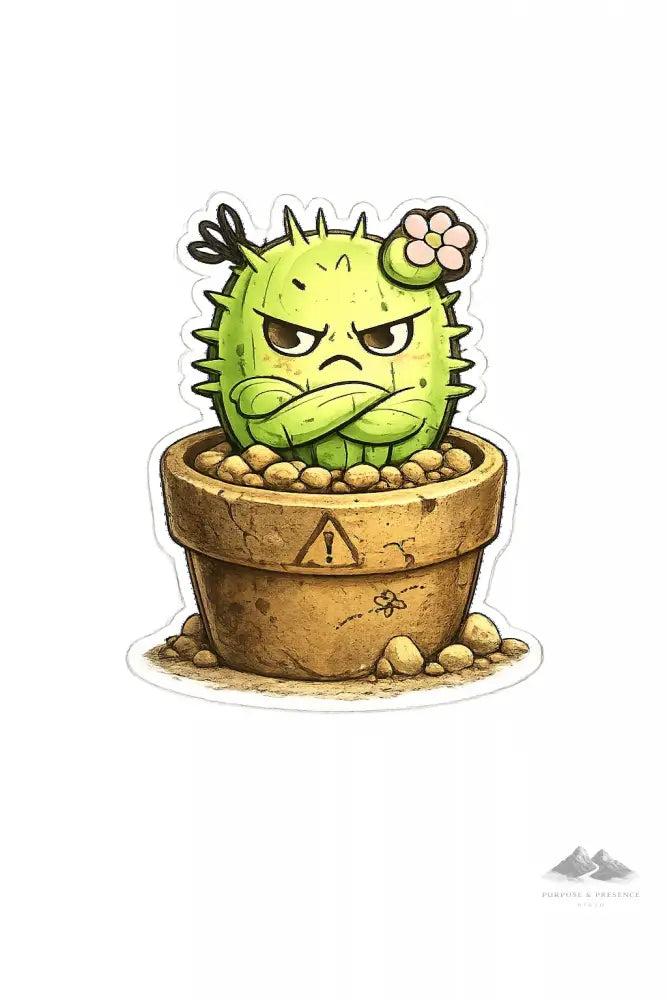 Stickers – Botanical - Angry Cactus Character - Purpose And Presence Digio