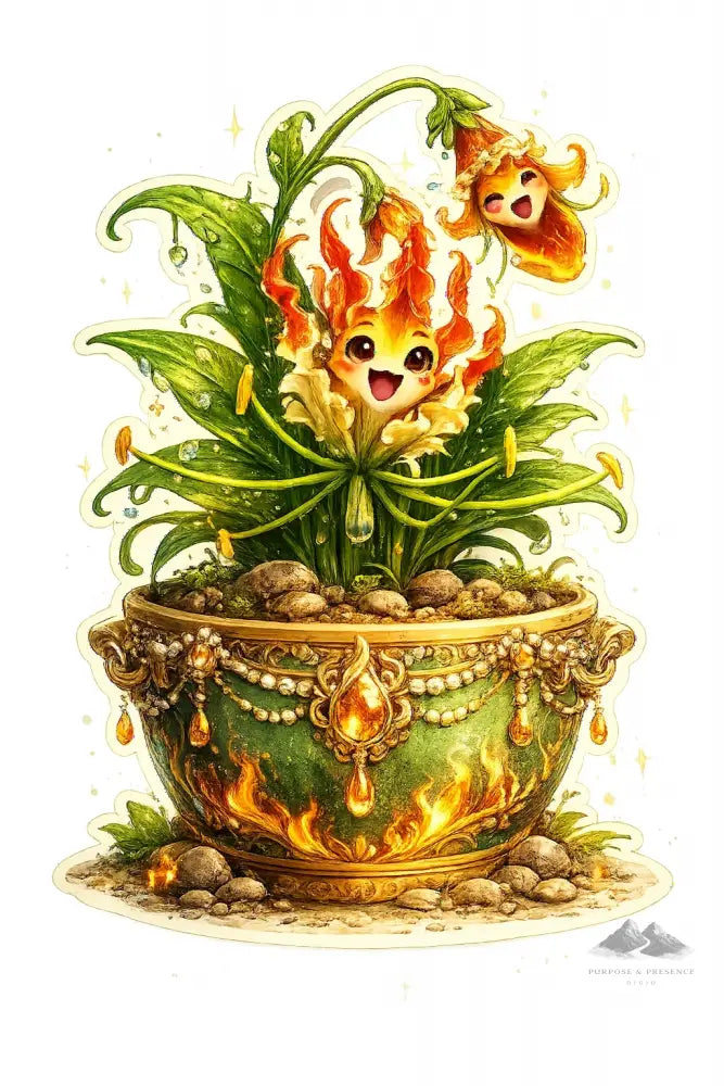 Stickers – Botanical - Flame Lily Flower Character - Purpose And Presence Digio