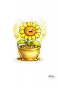 Stickers – Botanical - Joyful Sunflower Character - Purpose And Presence Digio