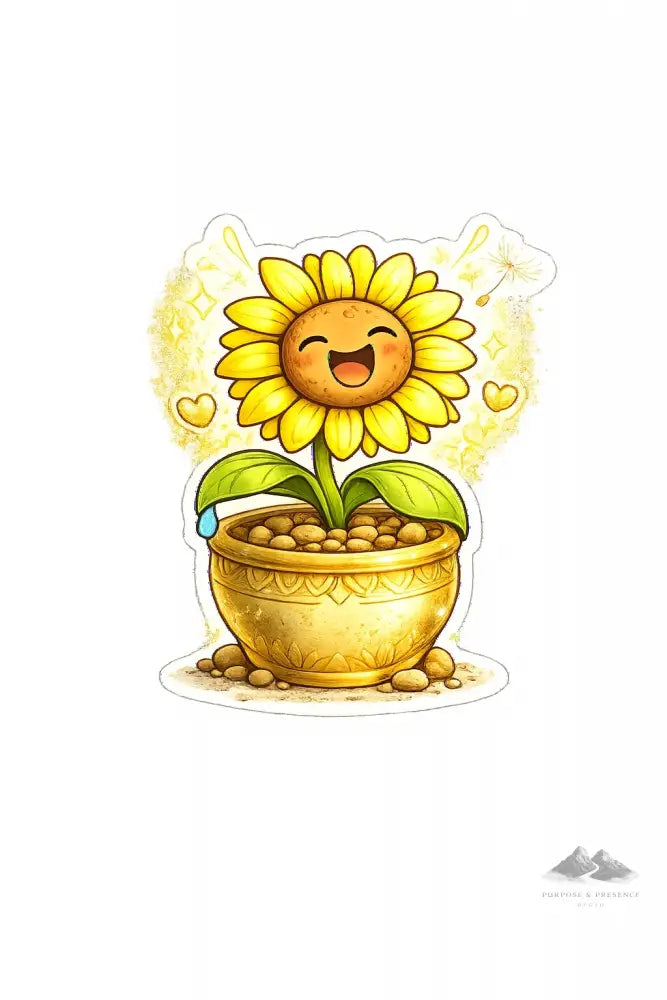 Stickers – Botanical - Joyful Sunflower Character - Purpose And Presence Digio