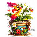 Stickers – Botanical - Parrot Flower Character - Purpose And Presence Digio