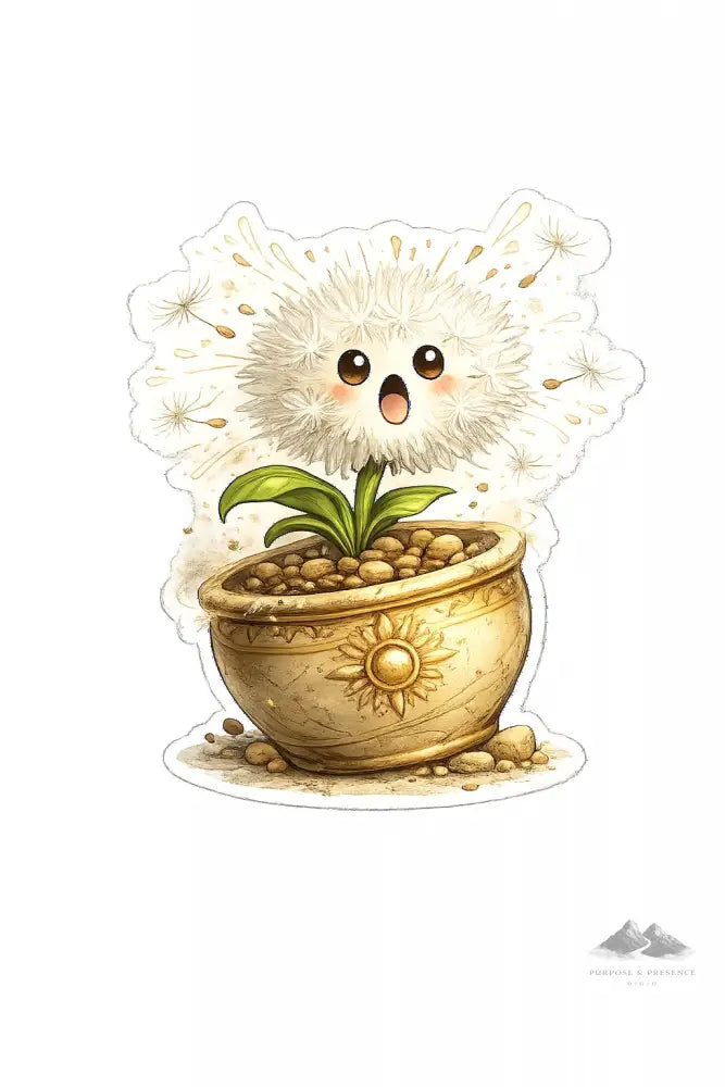 Stickers – Botanical - Shocked Dandelion Character - Purpose And Presence Digio