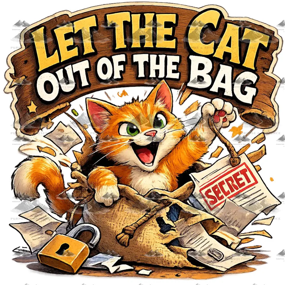 Stickers - Idiom - Let the Cat Out of the Bag Sticker