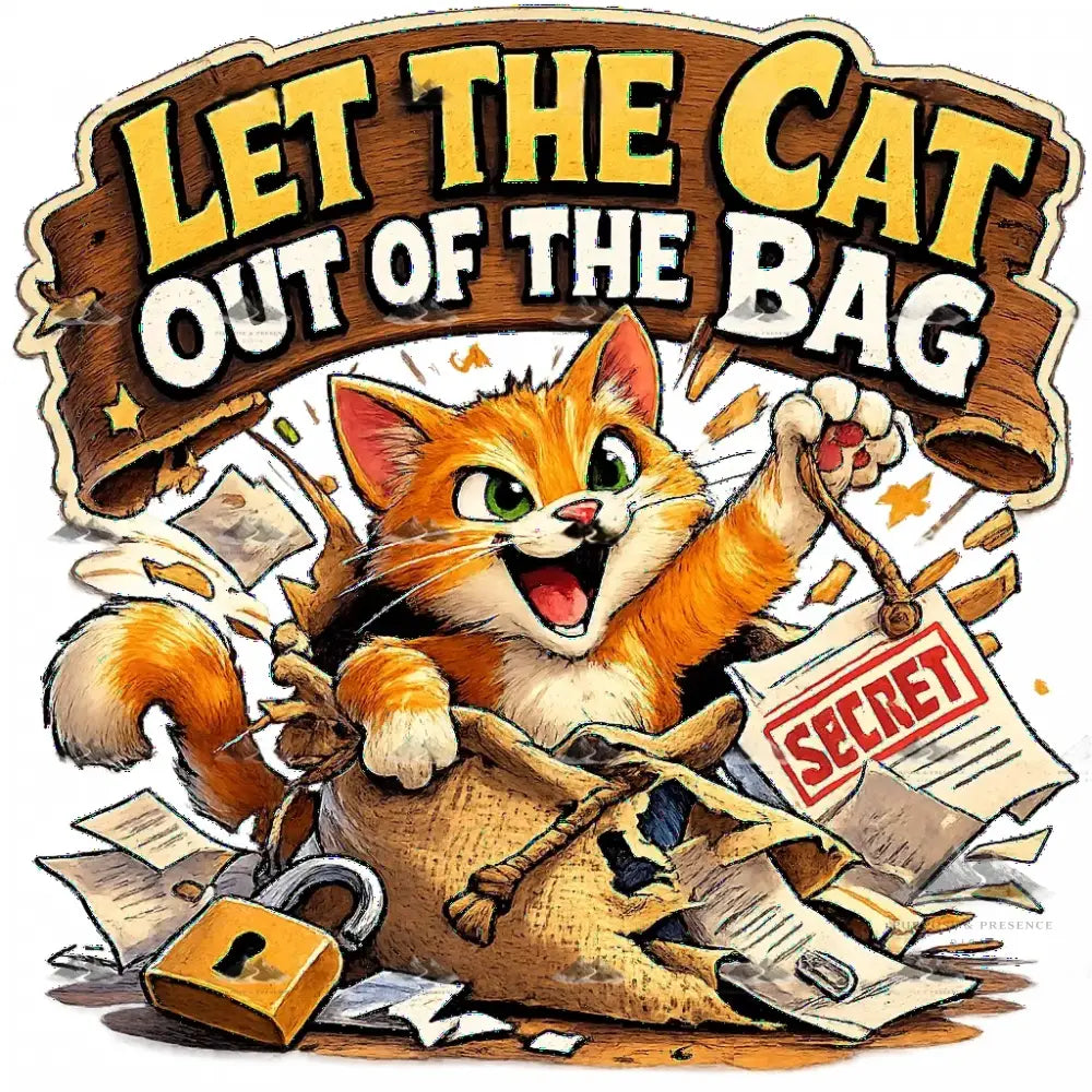 Stickers - Idiom - Let the Cat Out of the Bag - Purpose And Presence Digio