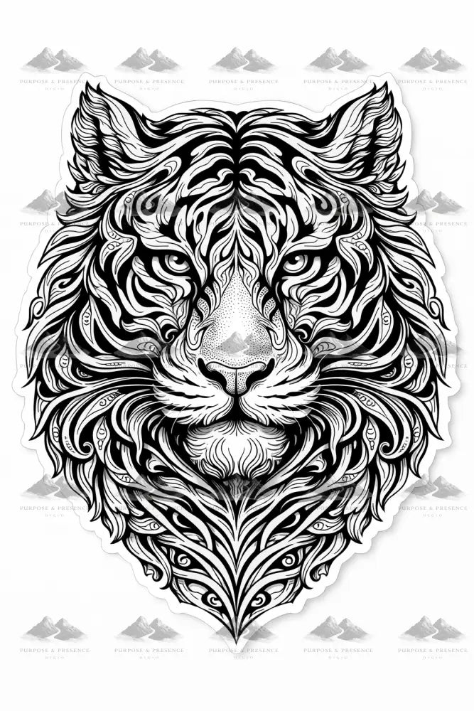 Tiger Mandimal, Coloring Page Digital Coloring Page